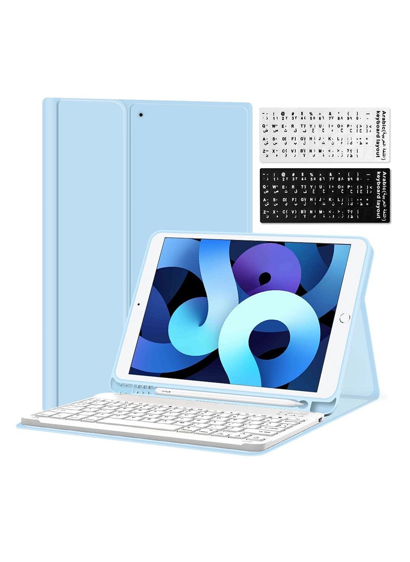 INFOSUN INFOSUN for iPad Pro 11 Keyboard Case 2022 2021 2020 2018, Slim Shell Lightweight Cover with Magnetically Detachable Wireless Keyboard for iPad Pro 11 Inch 4th 3rd 2nd 1st Gen - Light Blue  - Image 1