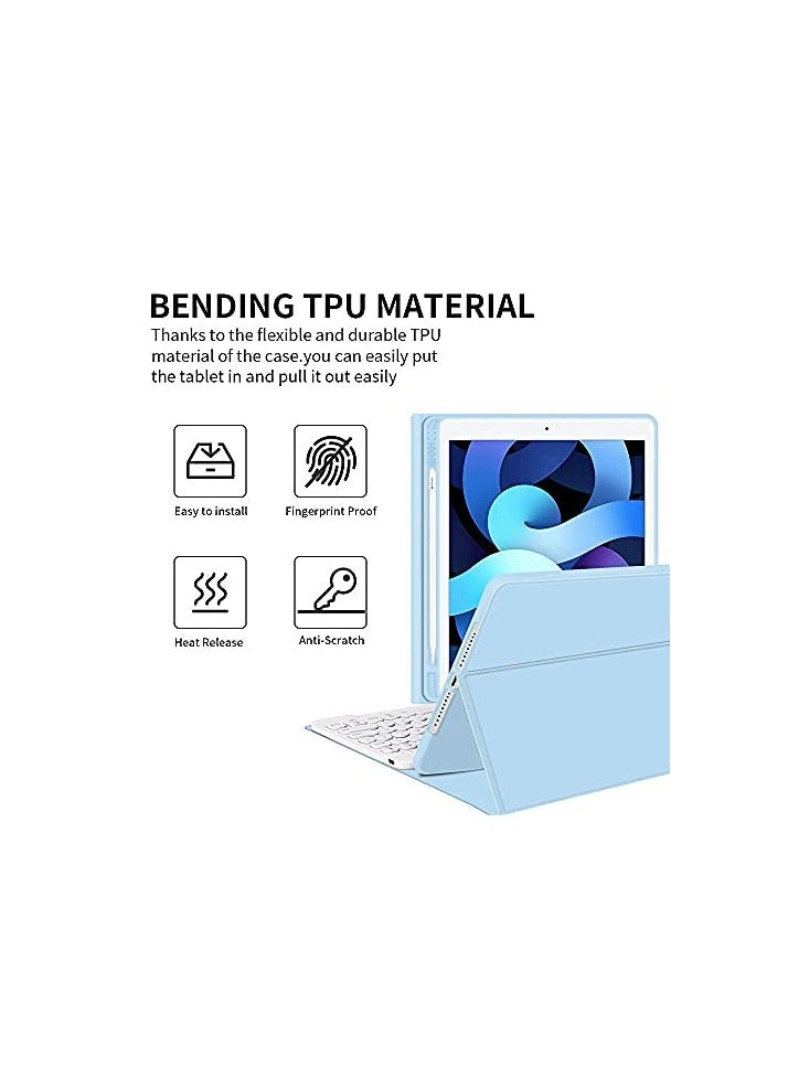 INFOSUN INFOSUN for iPad Pro 11 Keyboard Case 2022 2021 2020 2018, Slim Shell Lightweight Cover with Magnetically Detachable Wireless Keyboard for iPad Pro 11 Inch 4th 3rd 2nd 1st Gen - Light Blue  - Image 4