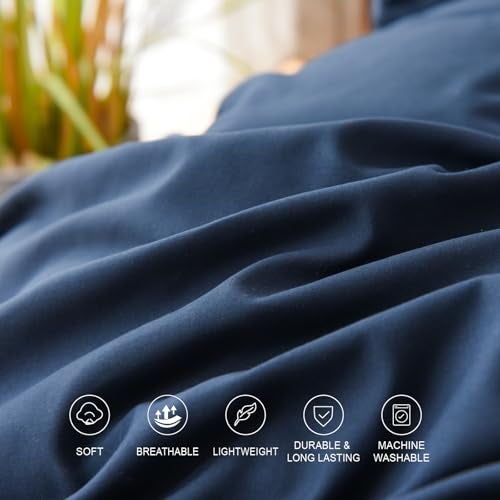Colourful Snail Duvet Cover 3 Piece Set, Ultra Soft Double Brushed Microfiber, Hidden Zipper Closure, Corner Ties, Wrinkle-Free, Fade-Resistant & Lightweight, Queen/Full, Navy(Comforter Not Included) - Image 4