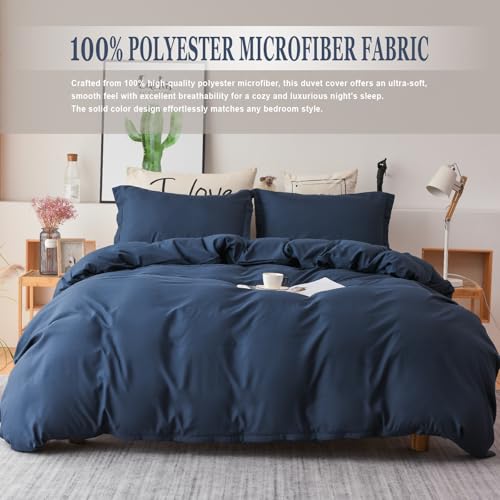 Colourful Snail Duvet Cover 3 Piece Set, Ultra Soft Double Brushed Microfiber, Hidden Zipper Closure, Corner Ties, Wrinkle-Free, Fade-Resistant & Lightweight, Queen/Full, Navy(Comforter Not Included) - Image 2