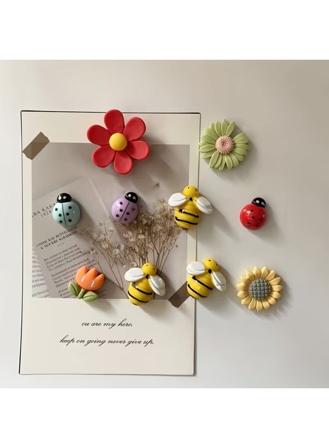 10 قطع مغناطيس ثلاجة، مغناطيس كرتوني لطيف للثلاجة والخزانة والسبورة البيضاء واللوحة المغناطيسية الزخرفية للمكتب والمدرسة - Image 5