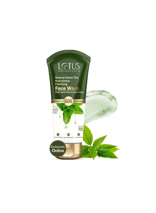 LOTUS BOTANICALS Natural Green Tea Hydradetox Clarifying Face Wash Gel With Niacinamide|Boosts Glow & Brightens Skin|Fights Acne|Tightens Pores & Clears Toxins|Preservative Free|For All Skin Type|100G  - Image 1