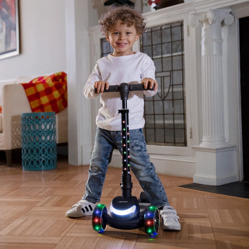Jetson Scooters - Jupiter Mini 3 Wheel Kick Scooter (Black) - Collapsible Portable Kids Three Wheel Push Scooter - Lightweight Folding Design with High Visibility RGB Light Up LEDs on Stem and Wheels - Image 4
