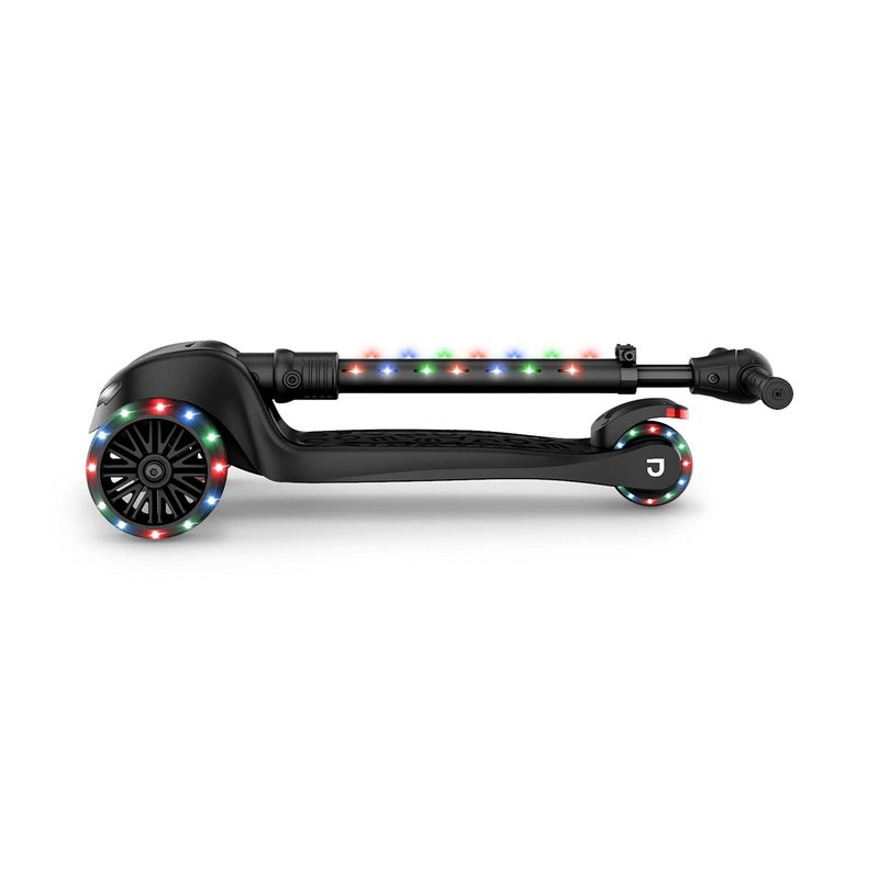 Jetson Scooters - Jupiter Mini 3 Wheel Kick Scooter (Black) - Collapsible Portable Kids Three Wheel Push Scooter - Lightweight Folding Design with High Visibility RGB Light Up LEDs on Stem and Wheels - Image 3