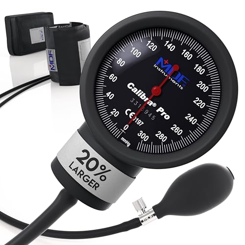 MDF Instruments, Extra Large Gauge Calibra Pro Aneroid Sphygmomanometer with Shock Guard & Adult Sized Cuff Included, Lifetime Calibration, Black Dial, Black Cuff, MDF808B11 - Image 1