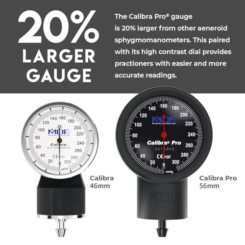 MDF Instruments, Extra Large Gauge Calibra Pro Aneroid Sphygmomanometer with Shock Guard & Adult Sized Cuff Included, Lifetime Calibration, Black Dial, Black Cuff, MDF808B11 - Image 2