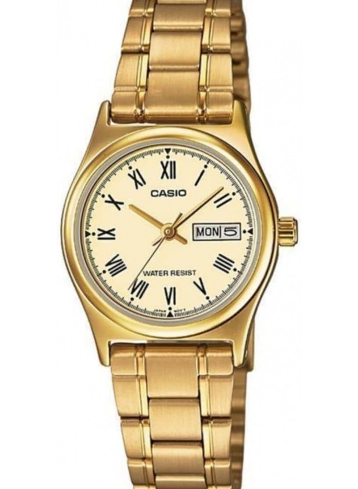 كاسيو ساعة كاسيو للنساء - LTP-V005G-9AUDF مينا ذهبي، سوار ذهبي - Image 1