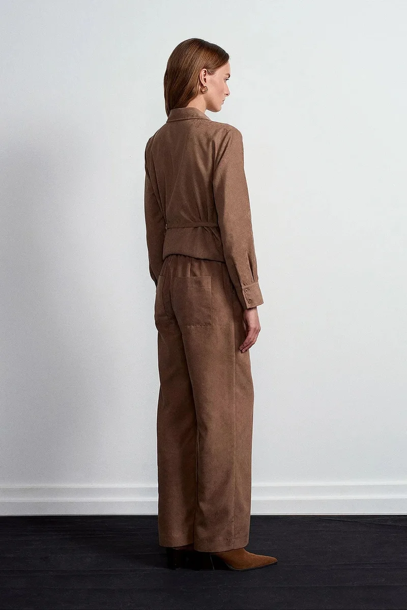 Dilvin Walnut Brown DILVIN Wide-Leg Pull-On Trousers for Women | Best Price UAE