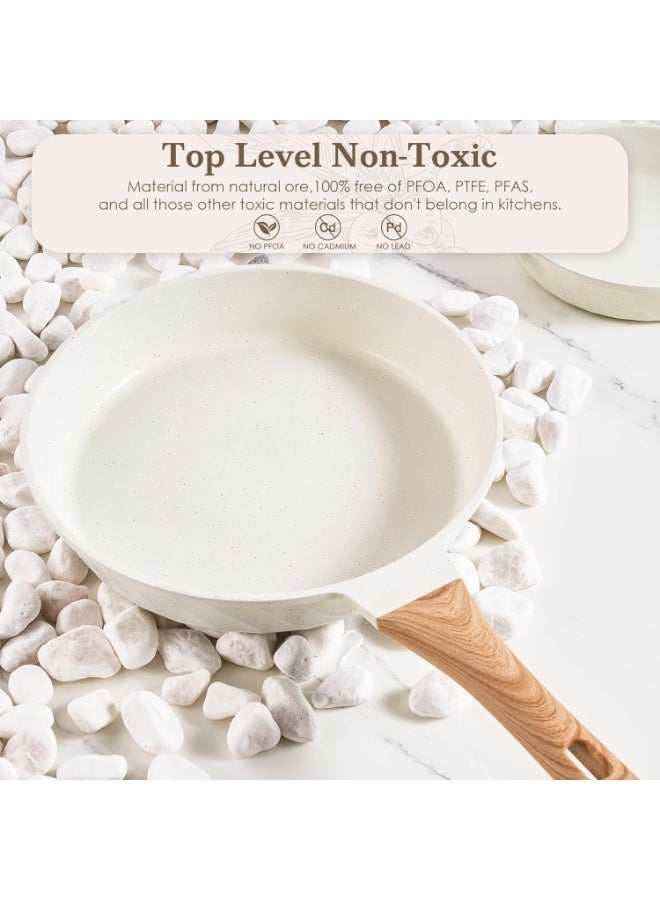 Caannasweis Nonstick Granite Frying Pan Skillet,20cm/24cm/28cm Non Stick Omelette Frying Pans With Lids, Omelet Egg Pan, Stone Cookware Chef's Pan,Bakelite Handle Compatible With Hot Plate, Halogen, Ceramic And Gas Stovetops Induction Compatible, PFOA Free，Dishwasher Safe - Image 5