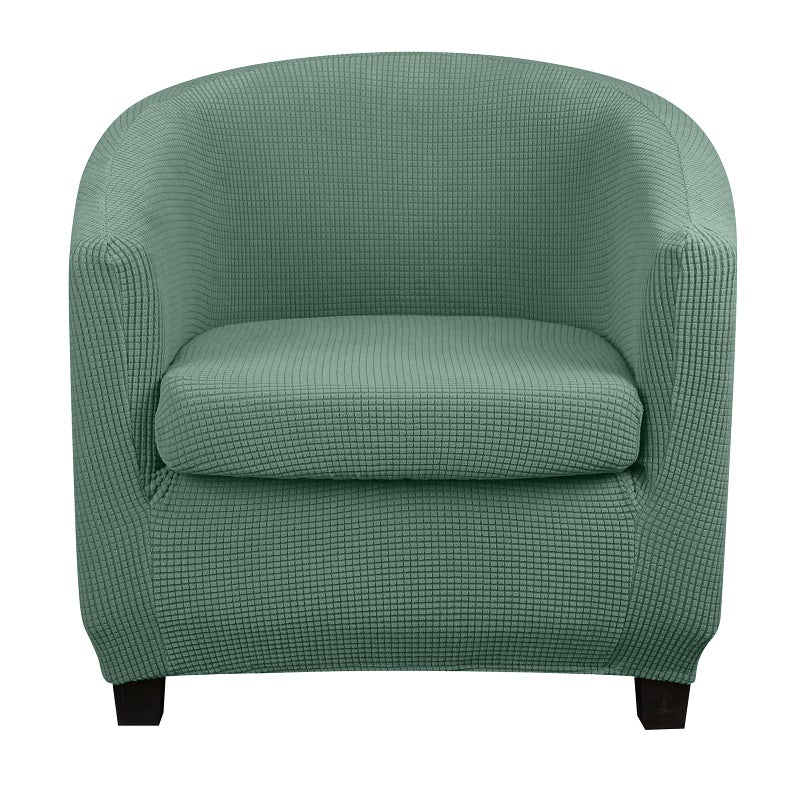 Lellen Club Chair Slipcover with Seat Cushion Cover Round Tub Accent Armchair Cover Reusable Sofa Stretch Covers for Living Room Bedroom Office Dining Room Barrel Chair ProtectorCyan Suit
