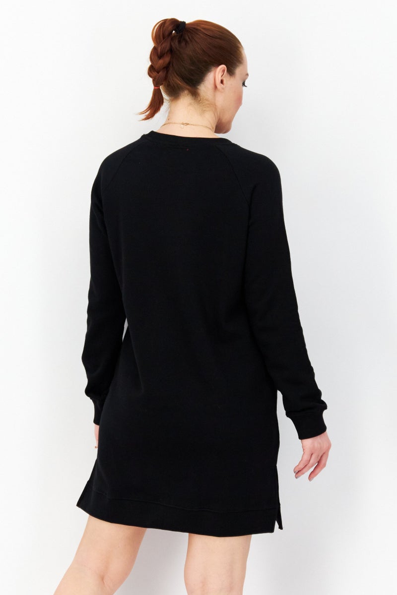 Threadbare Women Crew Neck Graphic Sweater Dress, Black - Image 2