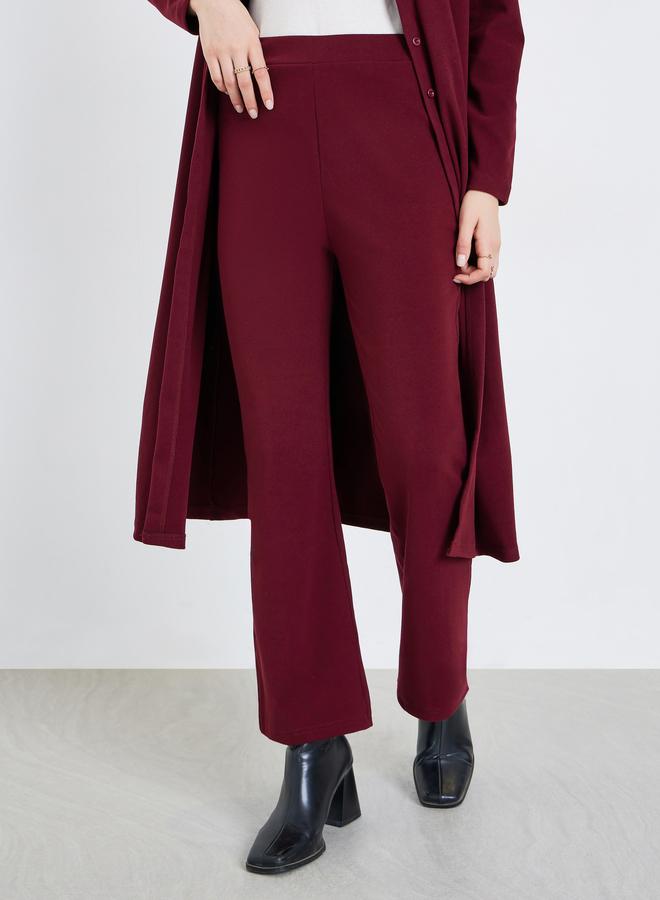 Styli Women Burgundy Midi Knit Top and Pants Co-ords - Image 4