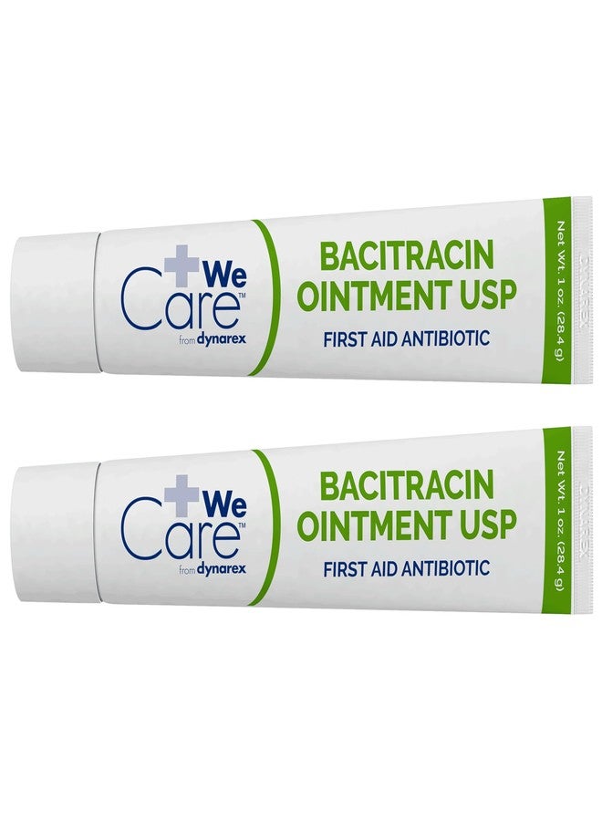 Dynarex Bacitracin Topical Ointment USP - First Response Wound Care Supplies for Minor Cuts, Scrapes & Burns - Helps Keep Wounds Clean - 2 Count, 1 oz. Tubes - Image 1