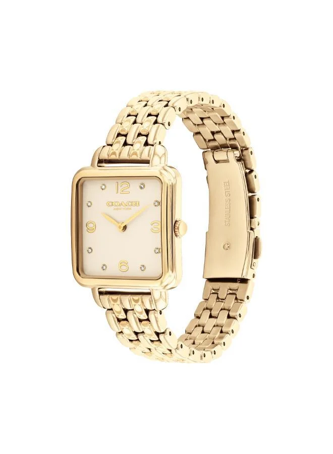 COACH Coach Two Hand Quartz Movement Watch for Women CASS Collection with Gold Colored Stainless Steel Bracelet - 14504495
