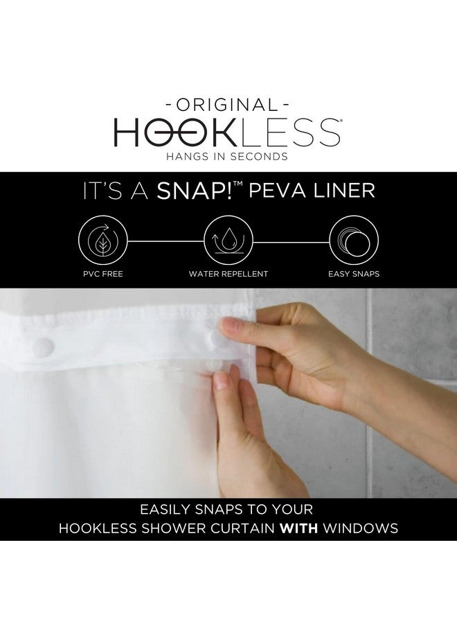 Hookless Hookless It's A Snap! Plastic PEVA Snap-In Replacement Shower Curtain Liner for Hookless Curtain with Sheer Window, 70" x 54", Water-Repellent, Easy Install, Frost  - Image 2