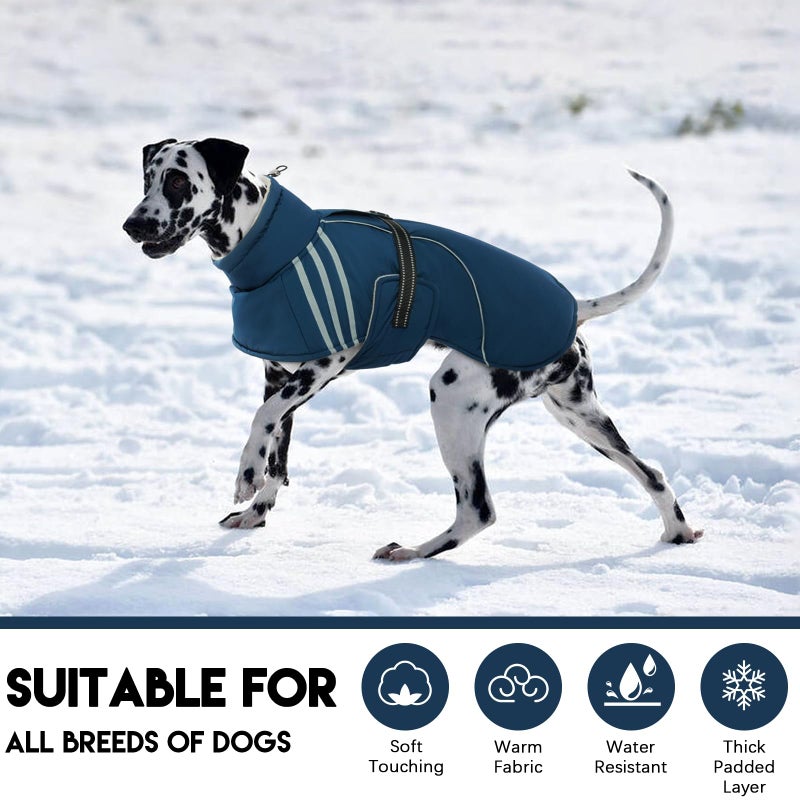 ADNIKIA Warm Reflective Adjustable Dog Jacket, Furry Turtleneck Winter Coat Thicken Fleece Vest, Waterproof Windproof Cold Weather Coats with Buckle for Puppy Small Medium Large Dog - Image 2