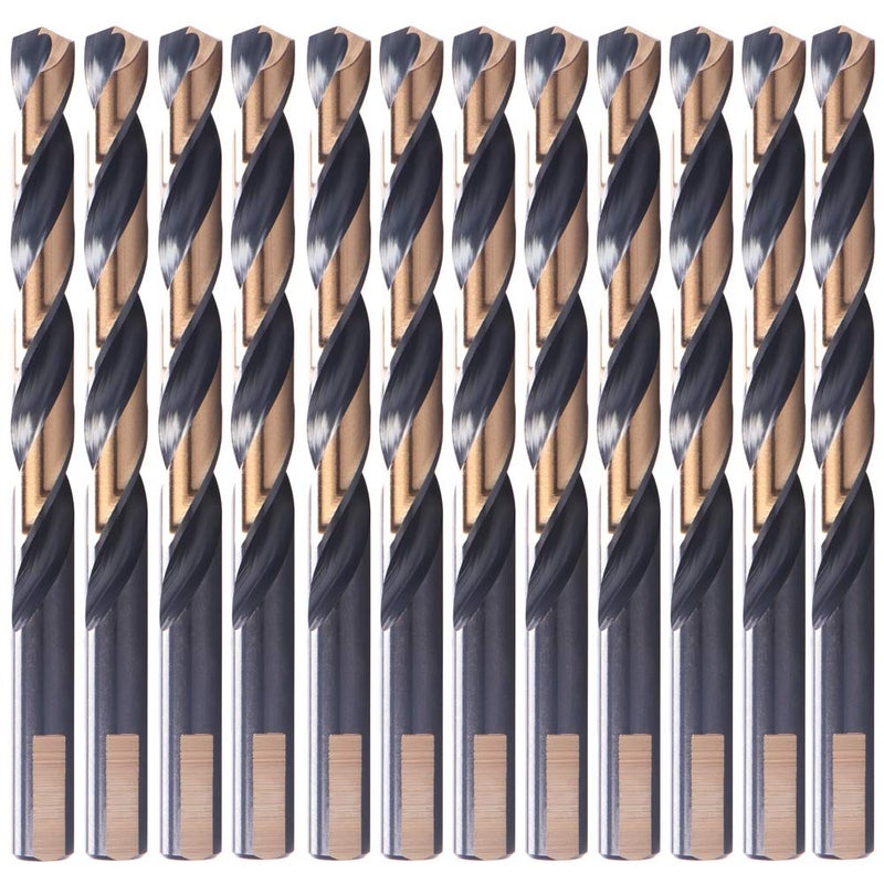 OXTUL 12 PCS,1/4", Black and Gold Coated Twist Drill Bits, Pack in Plastic Bag - Image 1