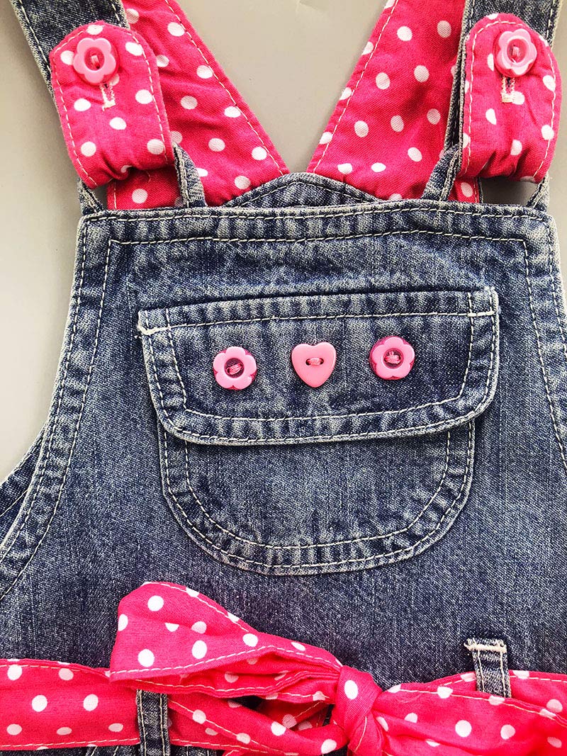 Peacolate 3months-3Years Baby Girls Denim Overalls Embroidery Bib Pants Jeans Jumpsuit(3-6Month,Rose Red) - Image 3