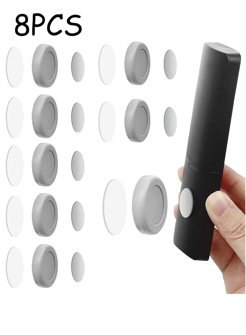 Unewshi 8 Pack Magnetic Remote Control Holder Wall Mount Holders Hole-Free Phone Charging Organizer Storage Containers For Home Office School Supply Storage - strong magnet securely hold (Grey) - Image 1