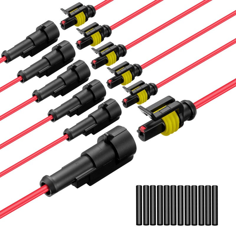 Lesnlok 1 Pin Connector Waterproof16 AWG 1 Wire Connector Automotive Electrical Connector with Heat Shrink Tubing Automotive Truck Marine Wire Connection 6 Sets 16 AWG1 Pin 6 - Image 3