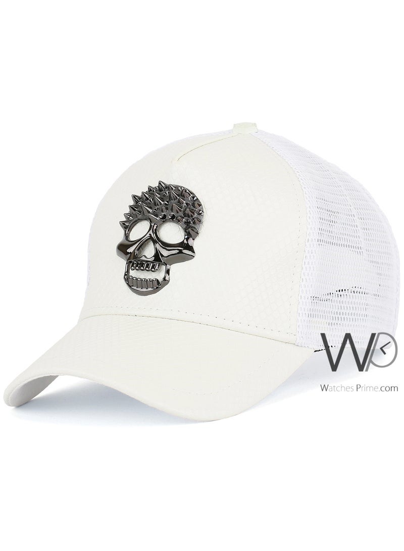 PHILIPP PLEIN Philipp Plein PP Trucker Mesh Cap Off white Color Cotton Hat For Men  - Image 1