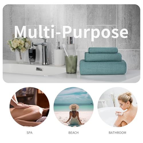 MICROFI New Microfiber Waffle Bath Towels, 3 Pieces, Oversized, Soft, Absorbent, Fast Drying, Lint Free, Includes Bath, Face and Hand Towels 430 GSM - Image 5
