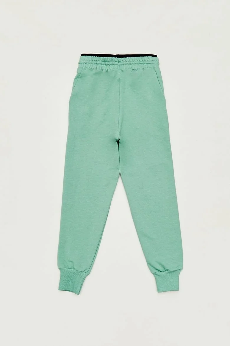 FullaModa Text Printed Girls' Sweatpants with Lace Waist