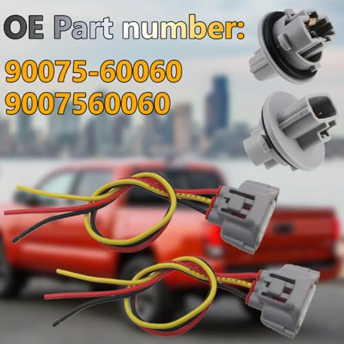 BSNOVT 2PCS Front Turn Signal Light Bulb Wiring Harness Socket Plug 90075-60060 9007560060,Compatible with Toyota Tacoma 2005-2016 Tundra 2005-2021 Sequoia 2008-2018 4Runner 2003-2006 Venza 2007-2019 - Image 3
