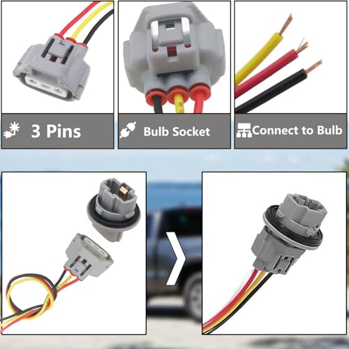 BSNOVT 2PCS Front Turn Signal Light Bulb Wiring Harness Socket Plug 90075-60060 9007560060,Compatible with Toyota Tacoma 2005-2016 Tundra 2005-2021 Sequoia 2008-2018 4Runner 2003-2006 Venza 2007-2019 - Image 5