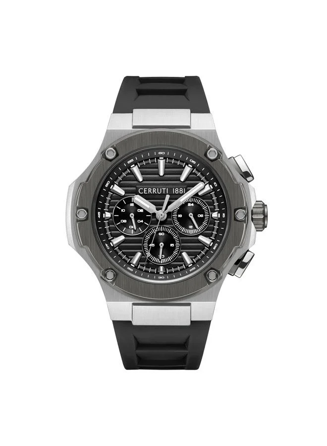 Lucardo 44mm Black Dial Silicone Strap Multifunction Watch For Men