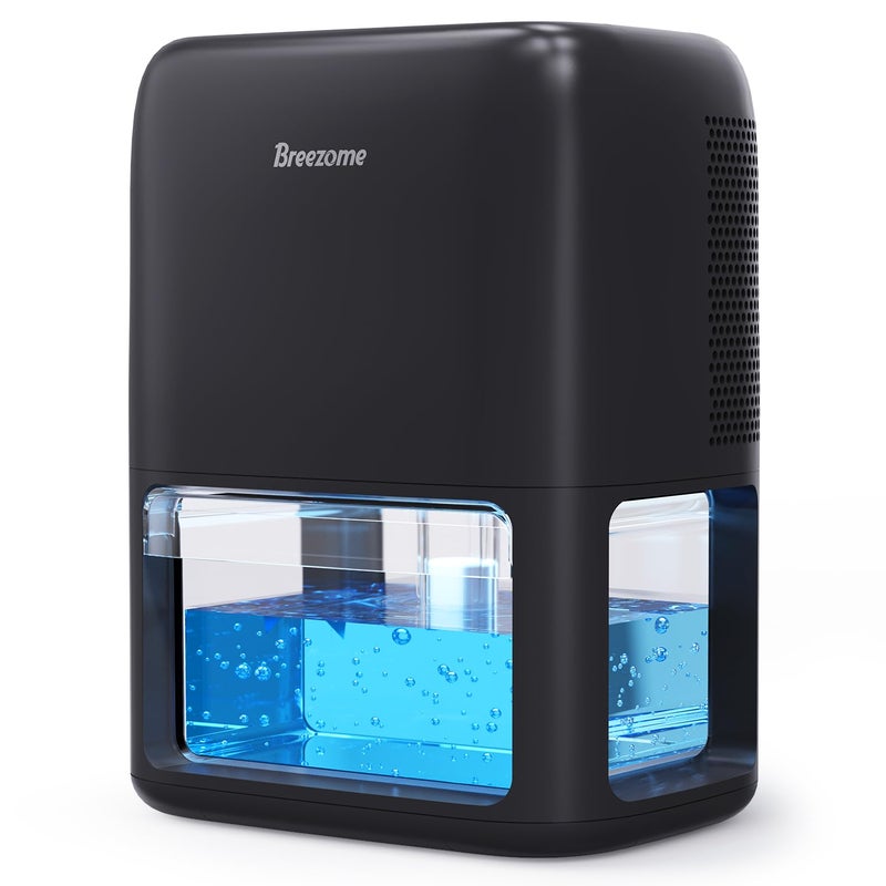 BREEZOME 60 OZ Dehumidifiers for Home, Dual-Semiconductor Quiet Dehumidifier with Timer Auto-Off Sleep Mode 7 Colors Light Portable Small Dehumidifiers for Bathroom, Cloakroom, RV, Black - Image 1