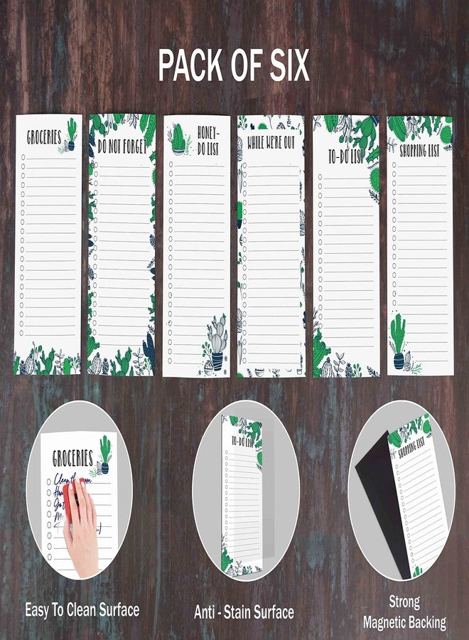Inkdotpot Pack of 6 Funny Magnetic Dry Erase List For Fridge, Wipe Clean w/NoStain, Quick Notes Shopping & Grocery List Whiteboard for Fridge, 8.75" x 3.8"(Cactus) - Image 5