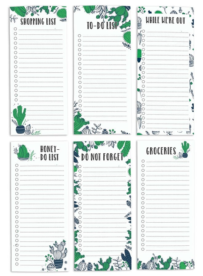 Inkdotpot Pack of 6 Funny Magnetic Dry Erase List For Fridge, Wipe Clean w/NoStain, Quick Notes Shopping & Grocery List Whiteboard for Fridge, 8.75" x 3.8"(Cactus) - Image 1