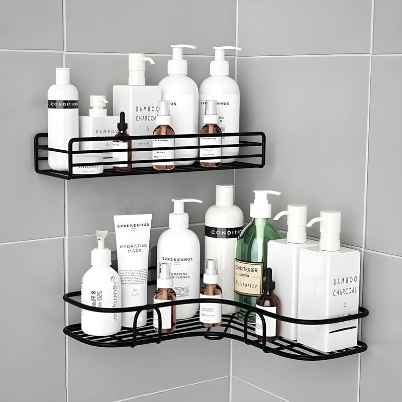 Boniry Metal Bathroom Accessories 2 Pcs Set of Bathroom Shelf for Wall and Corner Shelf, Ideal Bathroom Organiser for Maximizing Space (Corner + Shelf), Black - Image 5