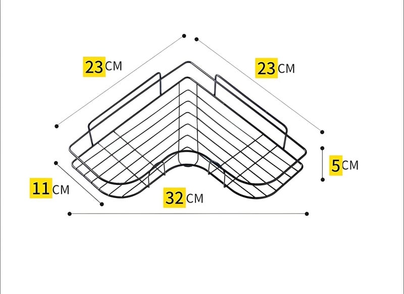 Boniry Metal Bathroom Accessories 2 Pcs Set of Bathroom Shelf for Wall and Corner Shelf, Ideal Bathroom Organiser for Maximizing Space (Corner + Shelf), Black - Image 2