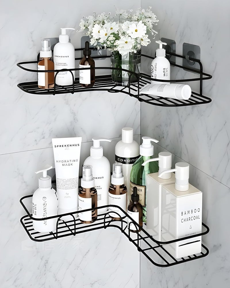 Boniry Metal Bathroom Accessories 2 Pcs Set of Bathroom Shelf for Wall and Corner Shelf, Ideal Bathroom Organiser for Maximizing Space (Corner + Shelf), Black - Image 3
