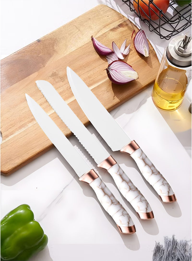 MarkedOne 9-Piece Kitchen Knife Set with Acrylic Block and Sharpener, Stainless Steel Non-Stick Coated, Rustproof Rotary Knife Block for Home and Kitchen - Essential Kitchen Knife Set - Image 2