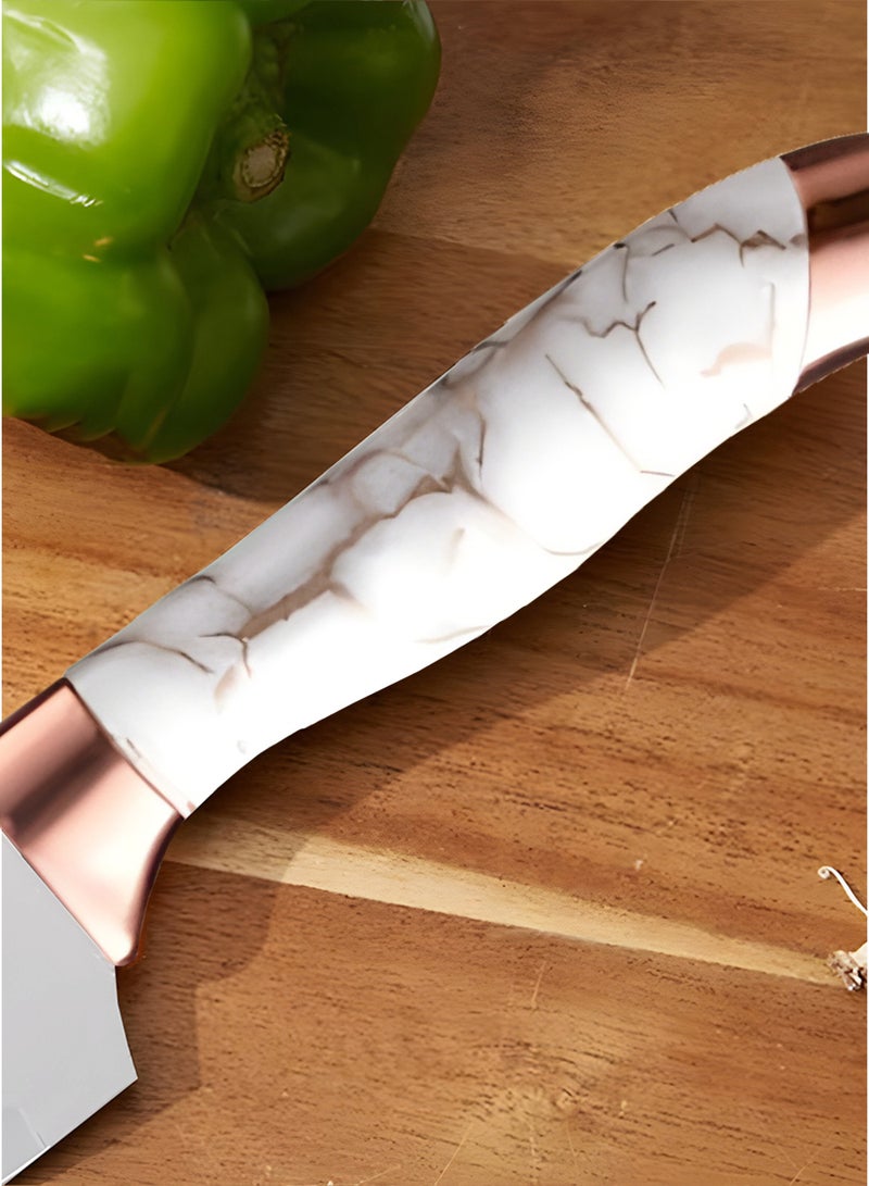 MarkedOne 9-Piece Kitchen Knife Set with Acrylic Block and Sharpener, Stainless Steel Non-Stick Coated, Rustproof Rotary Knife Block for Home and Kitchen - Essential Kitchen Knife Set - Image 4