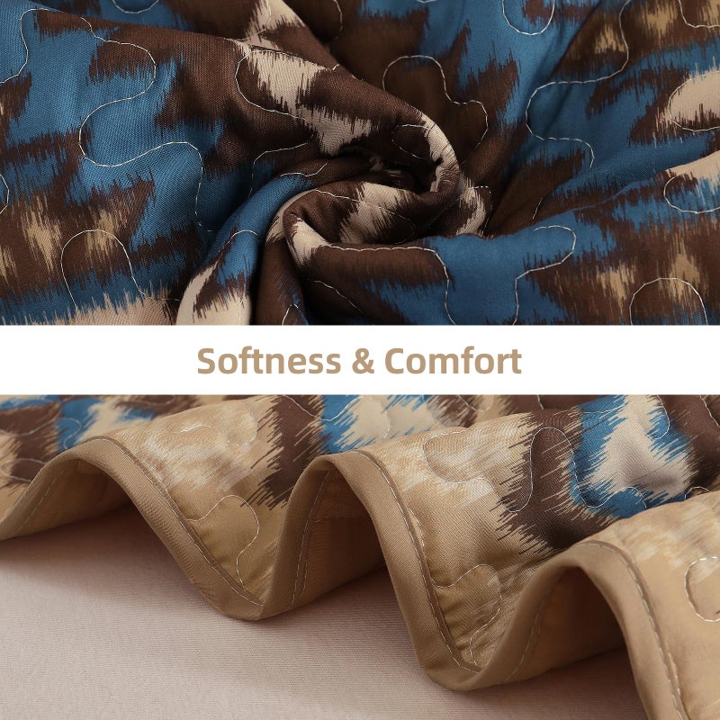 Dintszyayue Brown Boho Quilt Set Queenï¼Œ3 Pieces Aztec Texture Bedspread Southwestern Coverlet Set Soft Lightweight Bed Cover for All Season Microfiber Bedding with 2 Pillowcases(Brown,96"x90") - Image 5