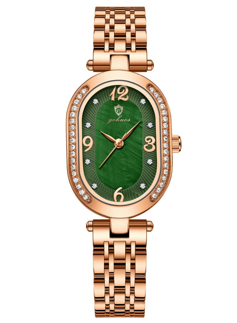 جوهوس ساعة نسائية، ساعة يد فاخرة من الفولاذ المقاوم للصدأ، كوارتز، مقاومة للماء - 34 مم - Image 4