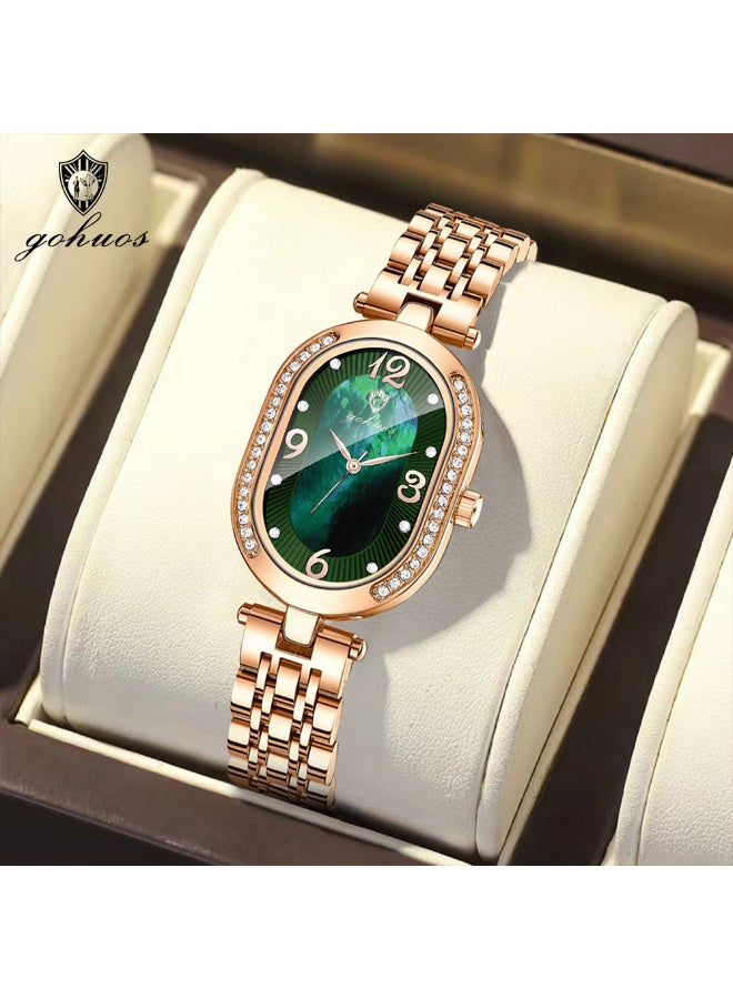 جوهوس ساعة نسائية، ساعة يد فاخرة من الفولاذ المقاوم للصدأ، كوارتز، مقاومة للماء - 34 مم - Image 5