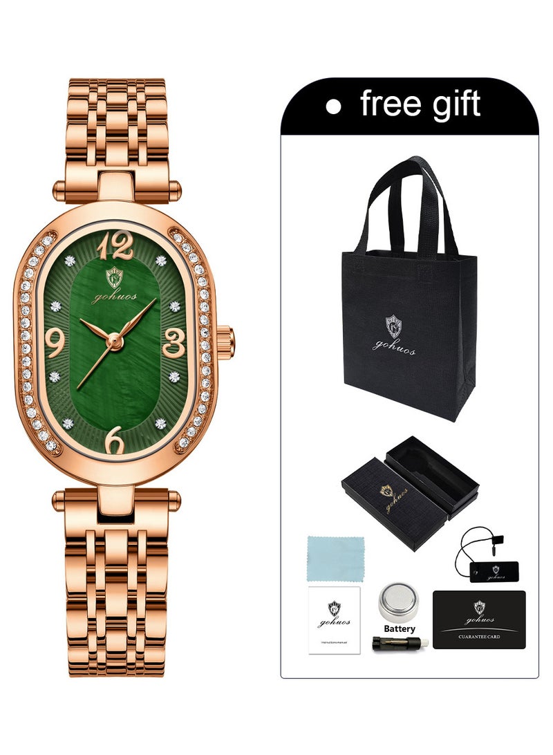 جوهوس ساعة نسائية، ساعة يد فاخرة من الفولاذ المقاوم للصدأ، كوارتز، مقاومة للماء - 34 مم - Image 3