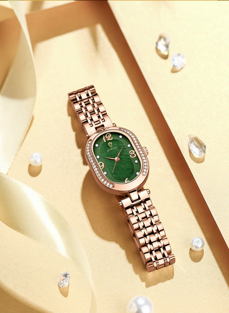 جوهوس ساعة نسائية، ساعة يد فاخرة من الفولاذ المقاوم للصدأ، كوارتز، مقاومة للماء - 34 مم - Image 2