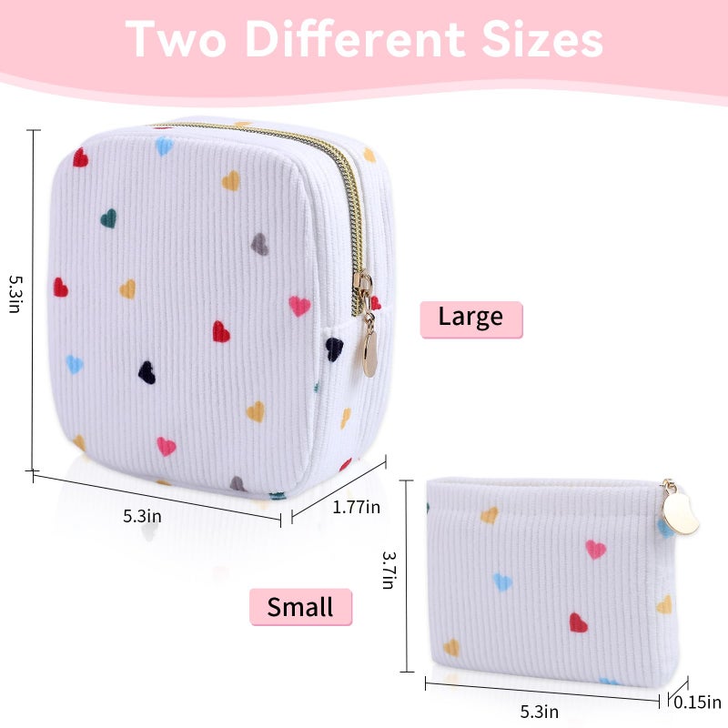 Teircno 2-Pack Period Bag for Women Girls, Portable Corduroy Sanitary Napkin Storage Bag Period Pouch Small Discreet Menstrual Pouch, Sanitary Pads Period Kits Tampons Holder for First Period - Image 2