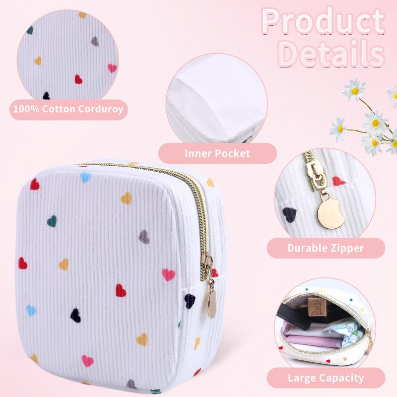 Teircno 2-Pack Period Bag for Women Girls, Portable Corduroy Sanitary Napkin Storage Bag Period Pouch Small Discreet Menstrual Pouch, Sanitary Pads Period Kits Tampons Holder for First Period - Image 3