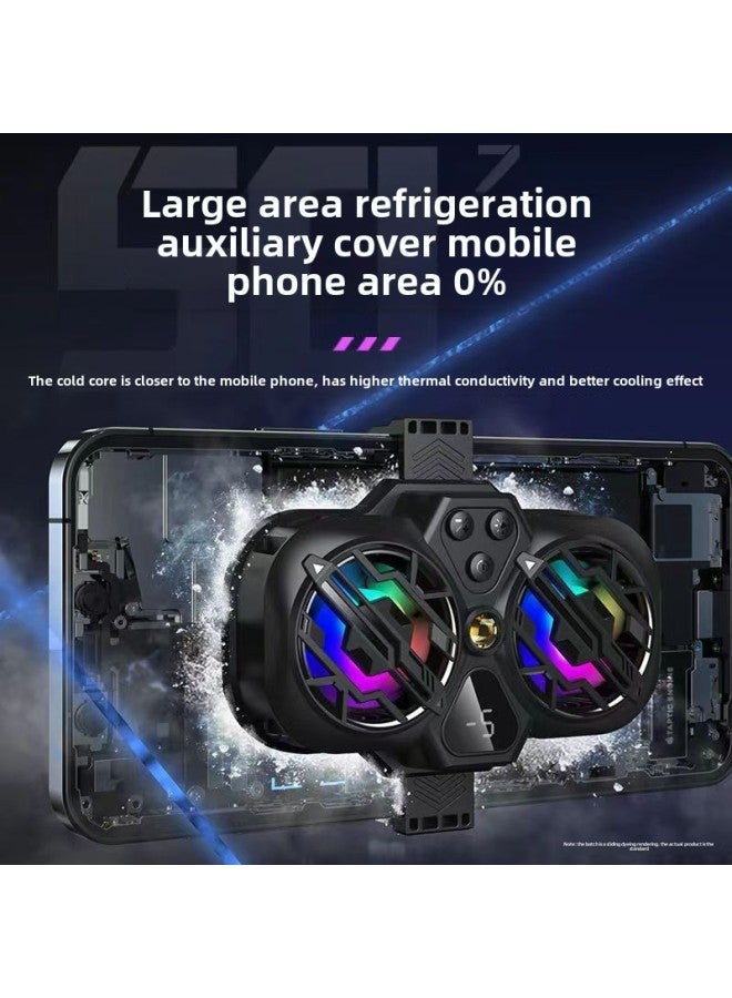 Live Broadcast Dedicated] Mobile Phone Radiator Cooling Artifact Semiconductor Refrigeration Ultra-quiet Ice Back Clip Desktop Bracket-Color:[special For Broadcast] Dual-core | Three-speed Adjustment Digital Display + Plastic Bracket  - Image 4