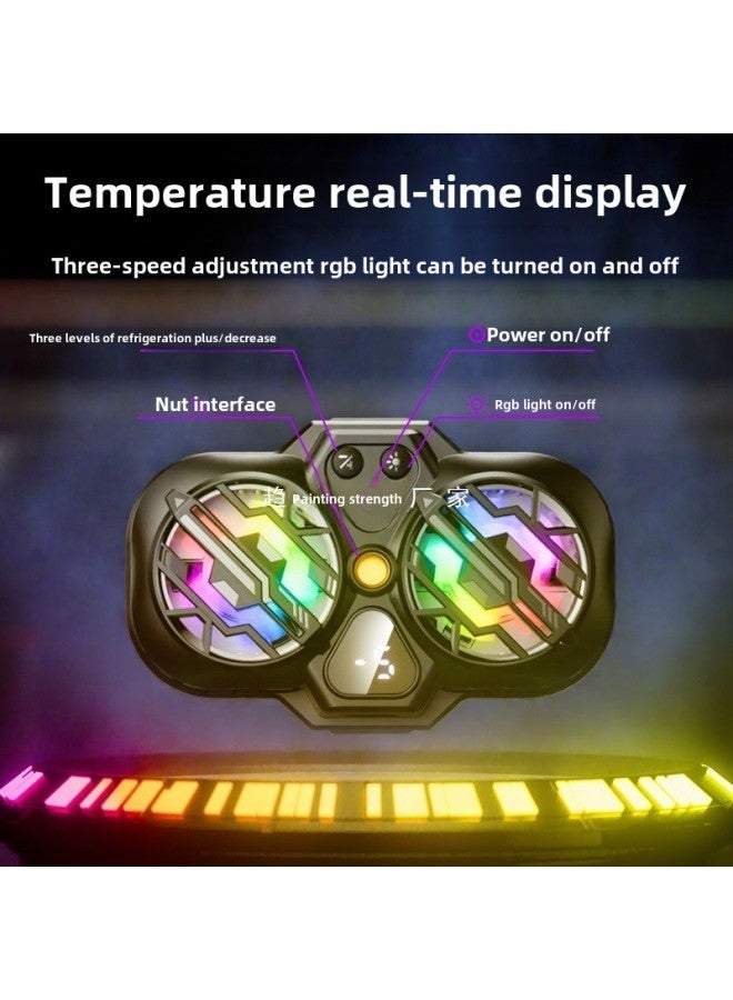 Live Broadcast Dedicated] Mobile Phone Radiator Cooling Artifact Semiconductor Refrigeration Ultra-quiet Ice Back Clip Desktop Bracket-Color:[special For Broadcast] Dual-core | Three-speed Adjustment Digital Display + Plastic Bracket  - Image 2