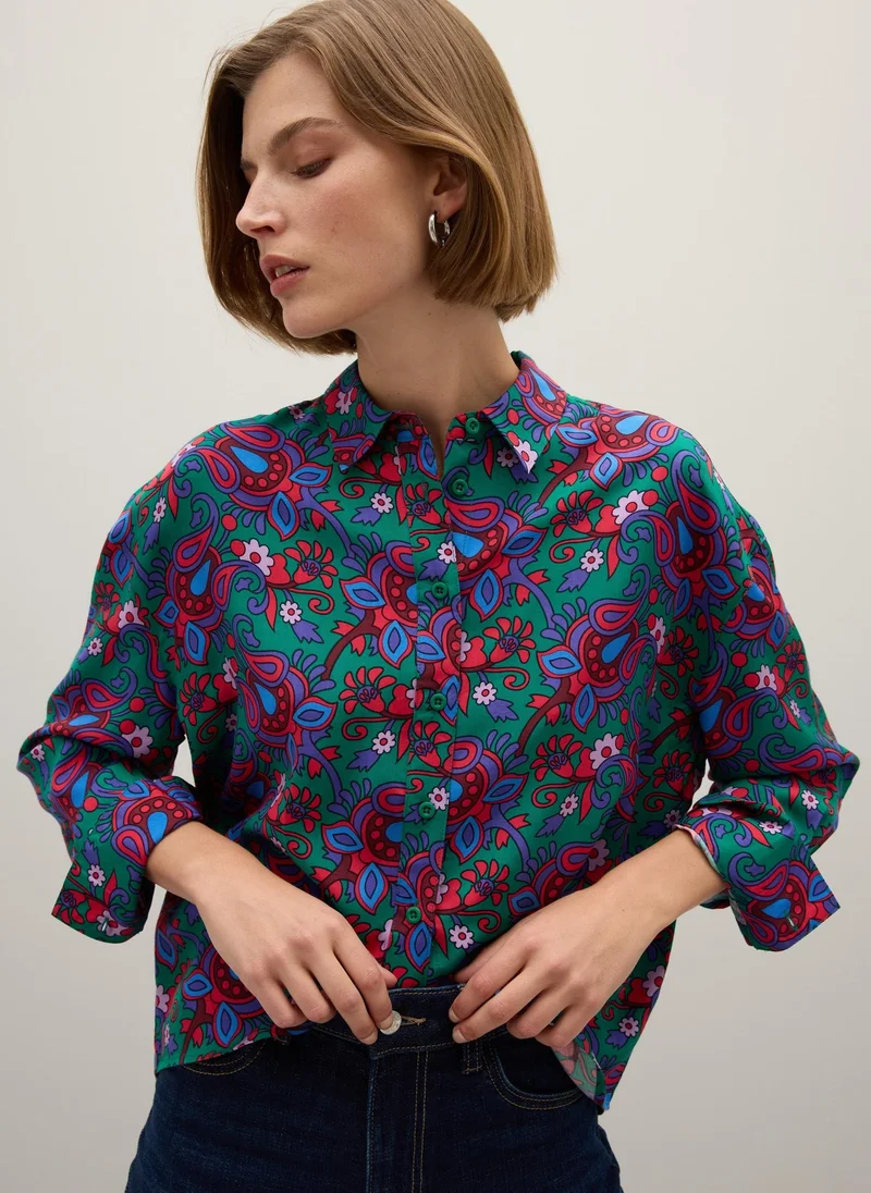 Ovs  OVS Multicolour Pure Viscose Shirt Regular Fit for Women | Best Price UAE