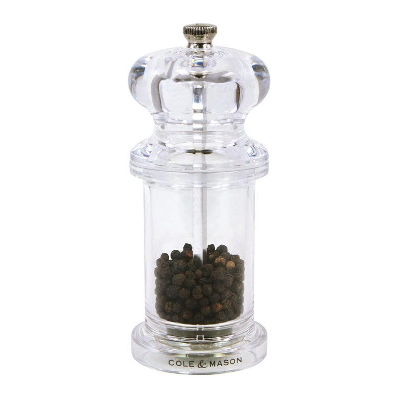 Cole & Mason 505 Refillable Spice Mill - Kitchen & Home Accessory - Table Pepper Grinder - Peppercorn Included - Acrylic - Pepper Mill 5.5" - Image 1