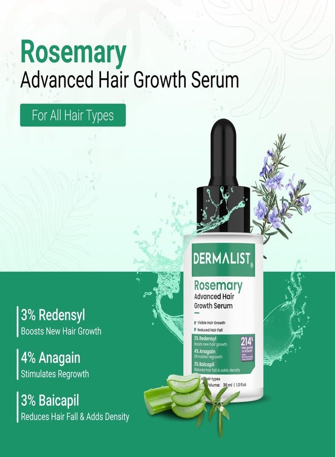 Dermalist Rosemary Hair Growth Serum with 3% Redensyl, 4% AnaGain & 3% Baicapil | Stimulates Hair Growth, Increases Hair Density & Thickens Hair | Non-Greasy Scalp Serum for Men & Women – 30 ml All Hair Types - Image 3